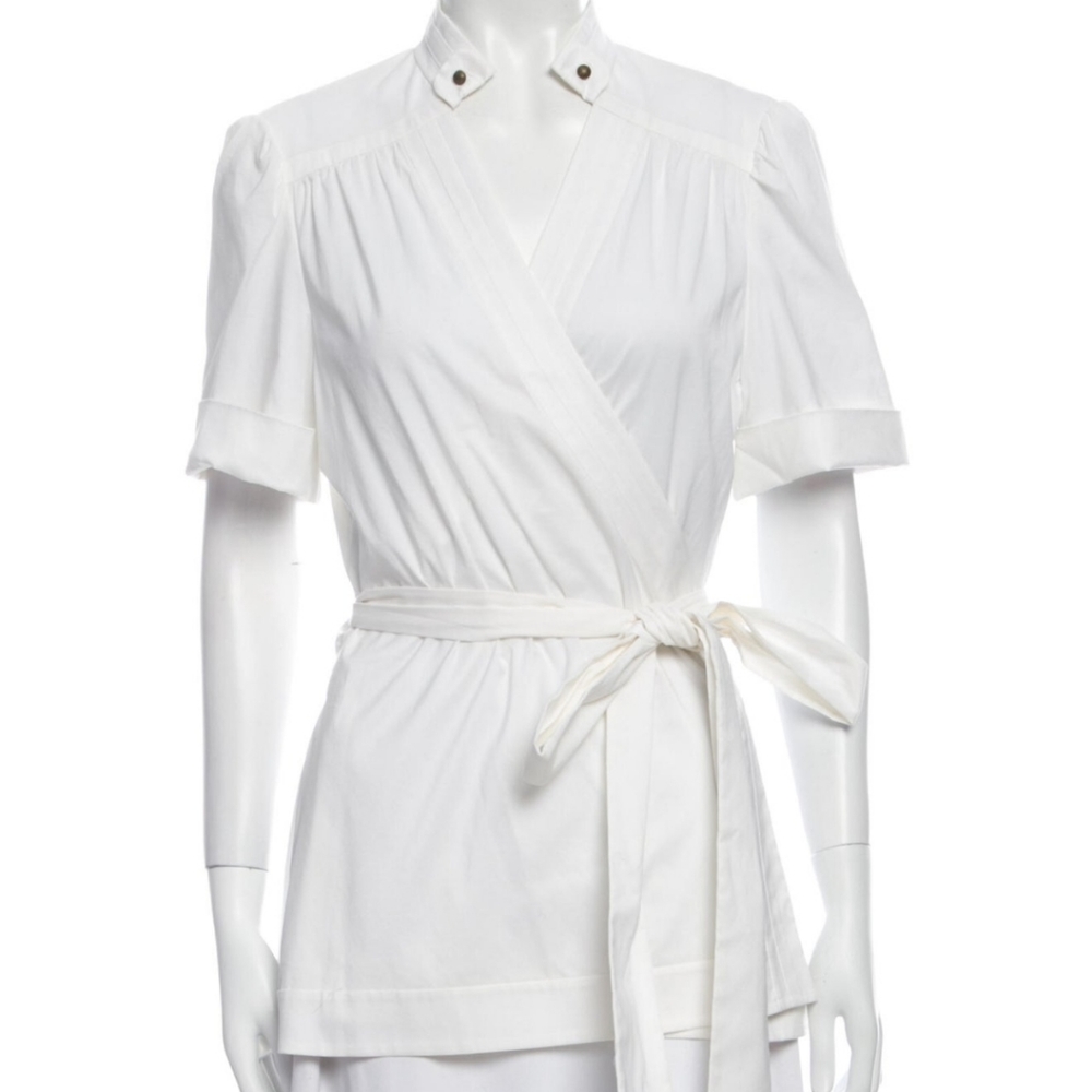 Diane Von Furstenberg White Wrap Blouse